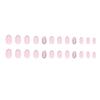 24 Pieces Short Round Head Flash Red Pink French Wearing Armor European and American Spice Girls Fake Nails Wearable Manicure Nails