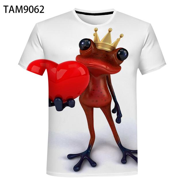 Evropská a americká nová personalizovaná řada Funny Frog 3D tisk Léto Pánské Dámské Tričko nadměrné velikosti Street Styl