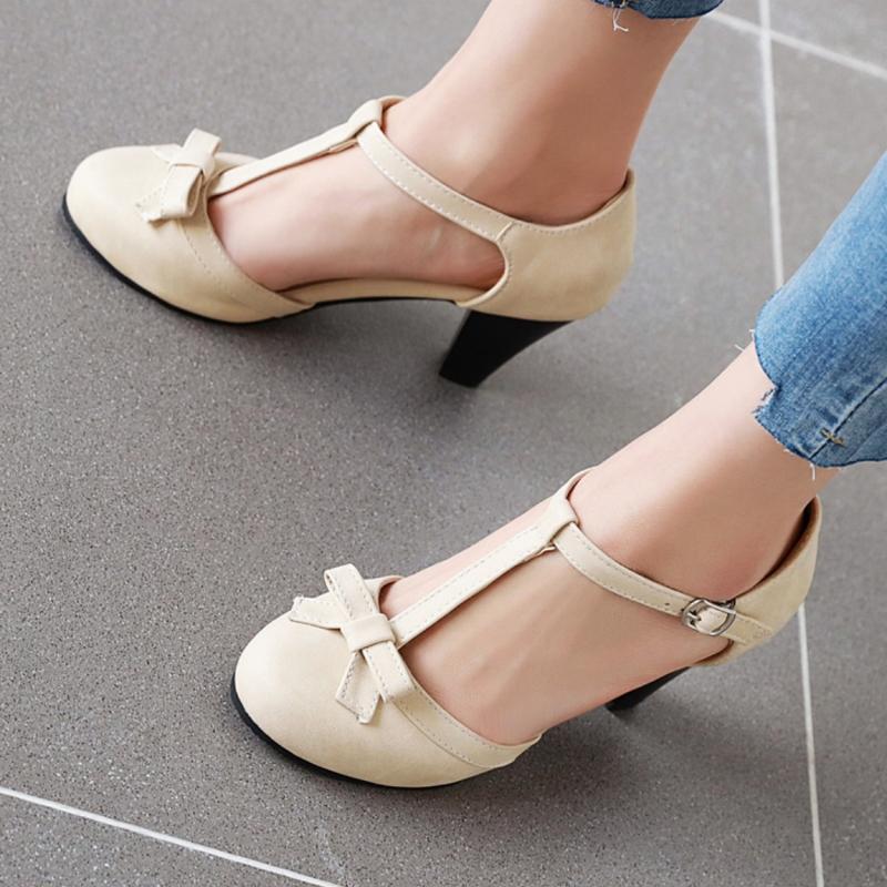 Elegant Women's Pumps Lolita D'Orsay Summer Shoes Fashion Strap Black Grey High Heels Classic Party Office Shoes Women Comfort