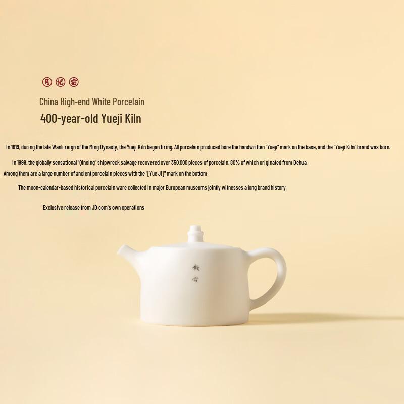 

Yueji Kiln Proud of Snow Mutton Fat Jade Porcelain Handuo Teapot