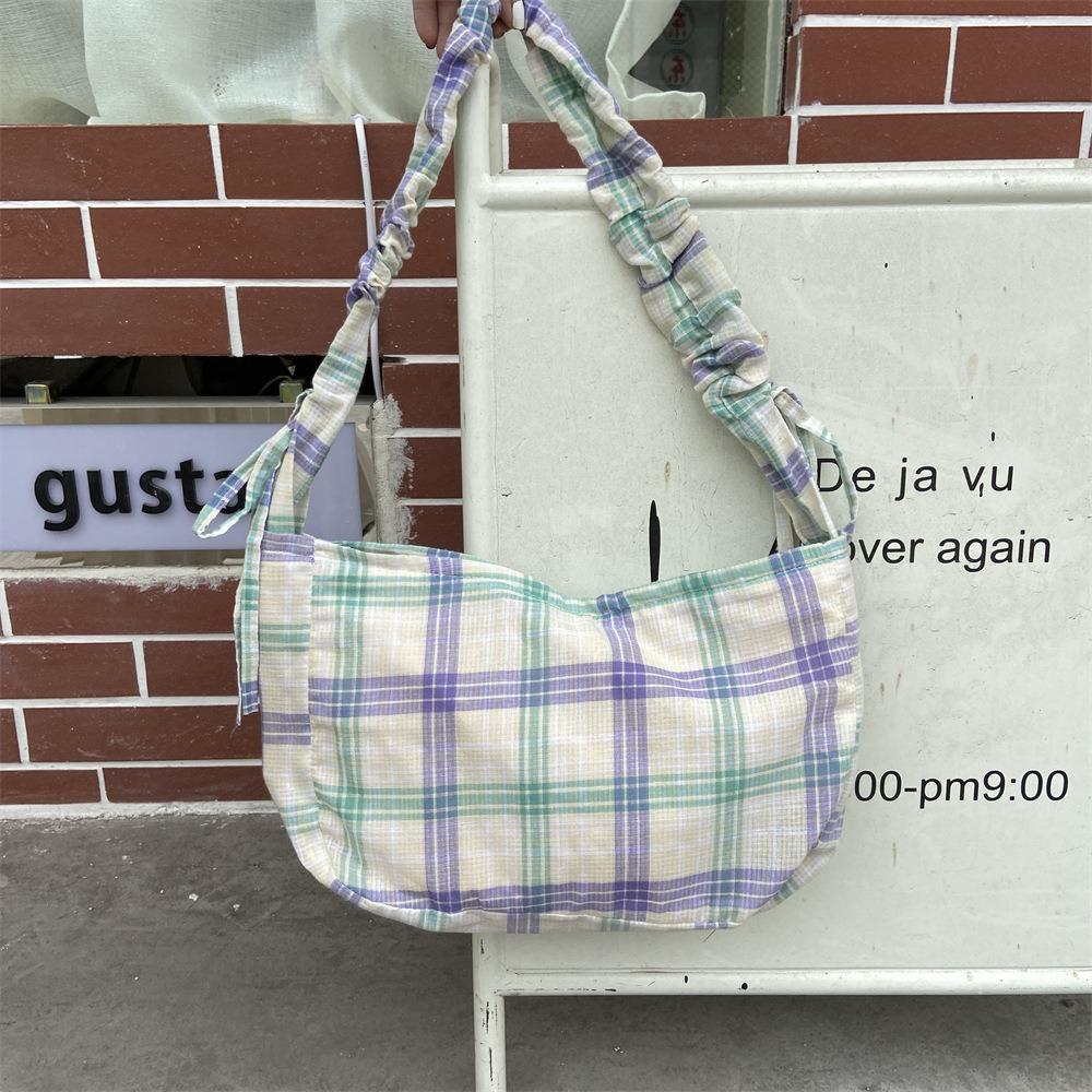 

Bow Pleated Dumpling Bag Sweet Women Chic Underarm Bag Cute Lattice Tote Bag Shopping Style2