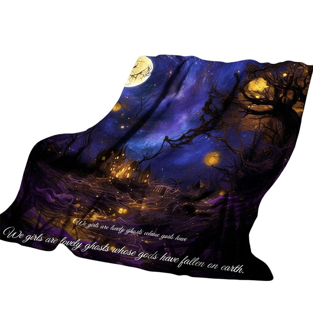 Halloween Flannel Throw Blanket for Couch, Sofa, Bed, Cozy Fall Home Decor