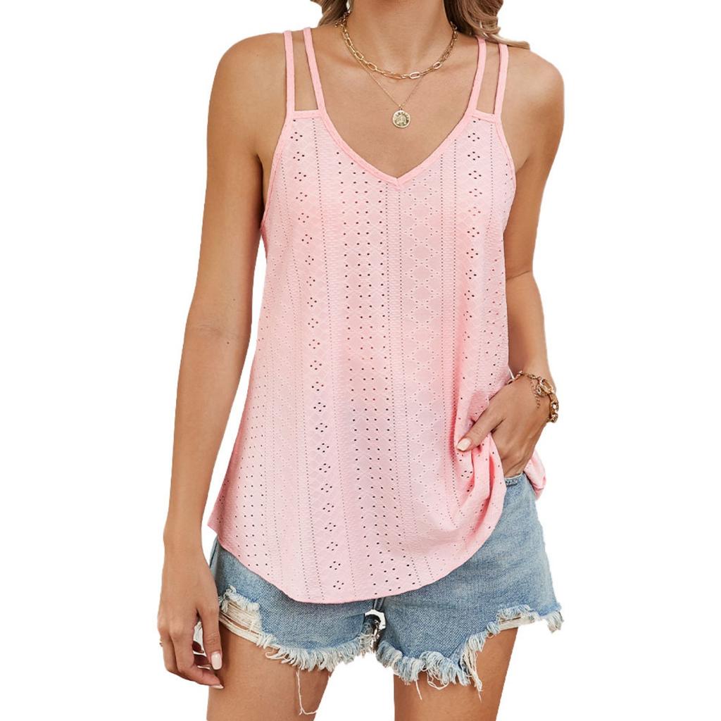 Damen V-Ausschnitt Ärmellos Locker Geschnitten Camisole Top Lässiges Einfarbiges Tanktop