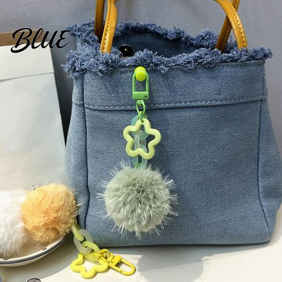 Multi Purpose Hanging Accessory Plush Ball Keychain Fluffy Pompom Pendant with Hollow Star Backpack Women Bag Ornament Purse Decorative Accessories,