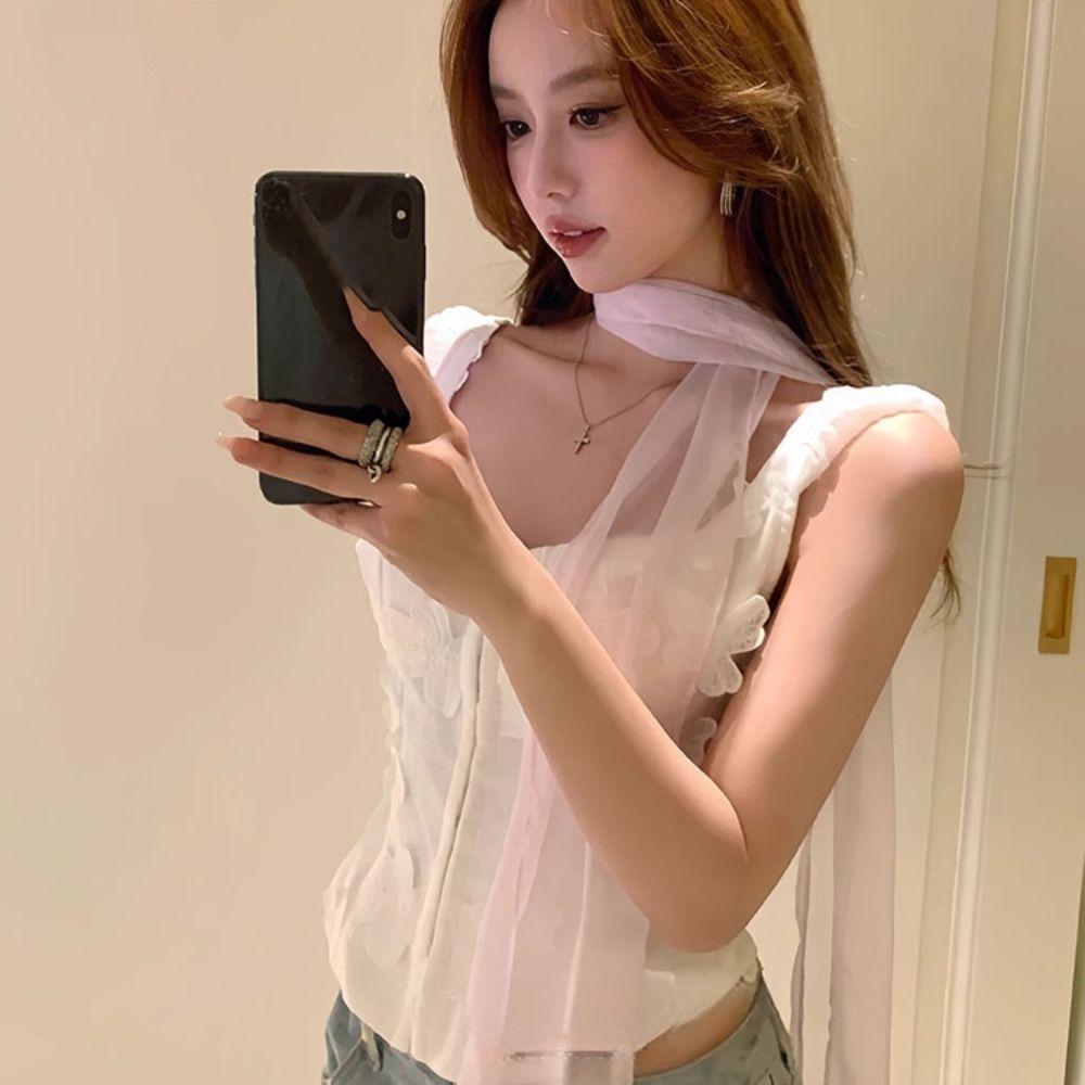 Soft Wrap Long Silk Scarf Thin Ribbon Neckerchief Spring Summer Chiffon Silk Scarf  Wedding
