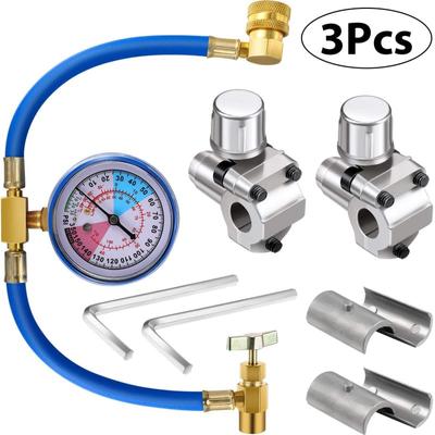 3pcs Automobile Air Conditioner Refrigerant Piercing Tap Valve Kits U-Charging Hose Refrigerant Can
