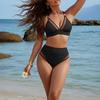 Womens Push-Up Halter Neck Bikini Set Solid Color Swimsuit Swimming Pool Beach Vacation