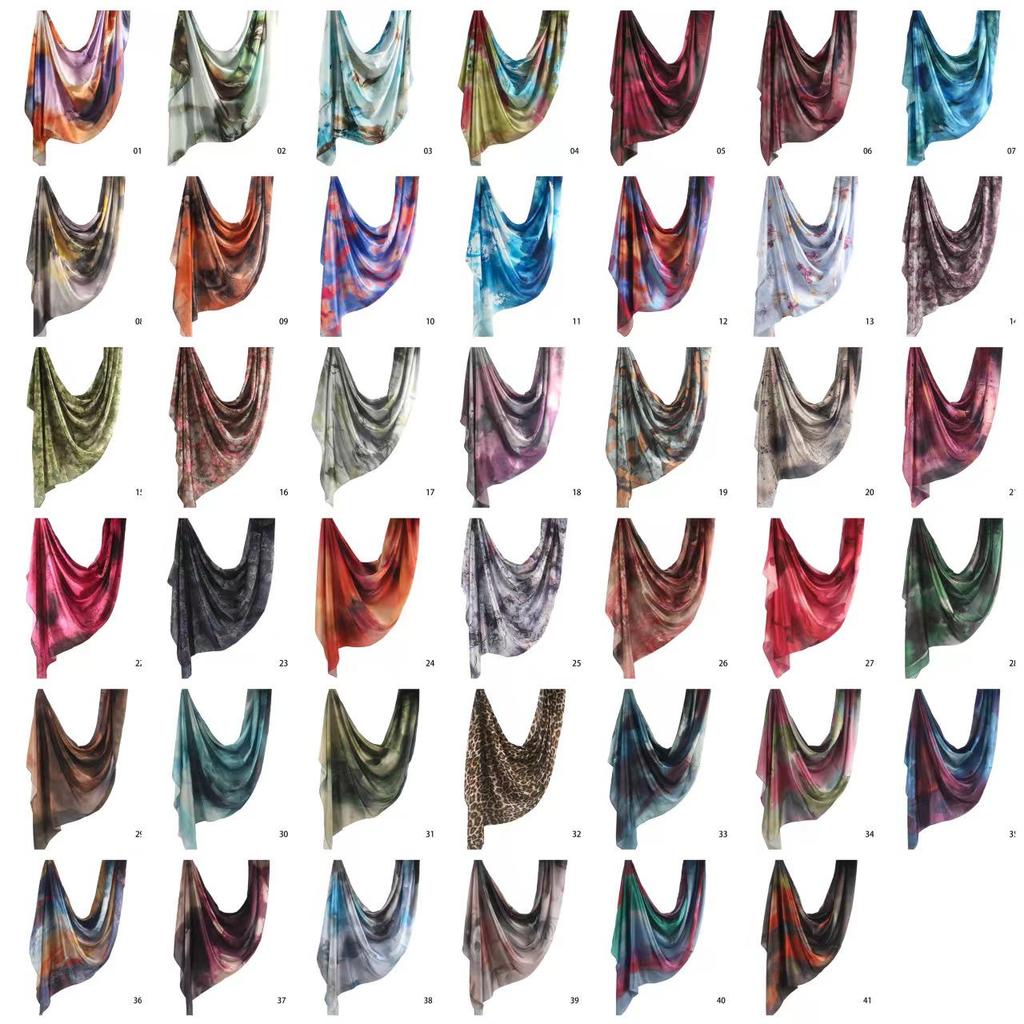 Silk Printed Ethnic Headscarf Shawl - 180x85cm