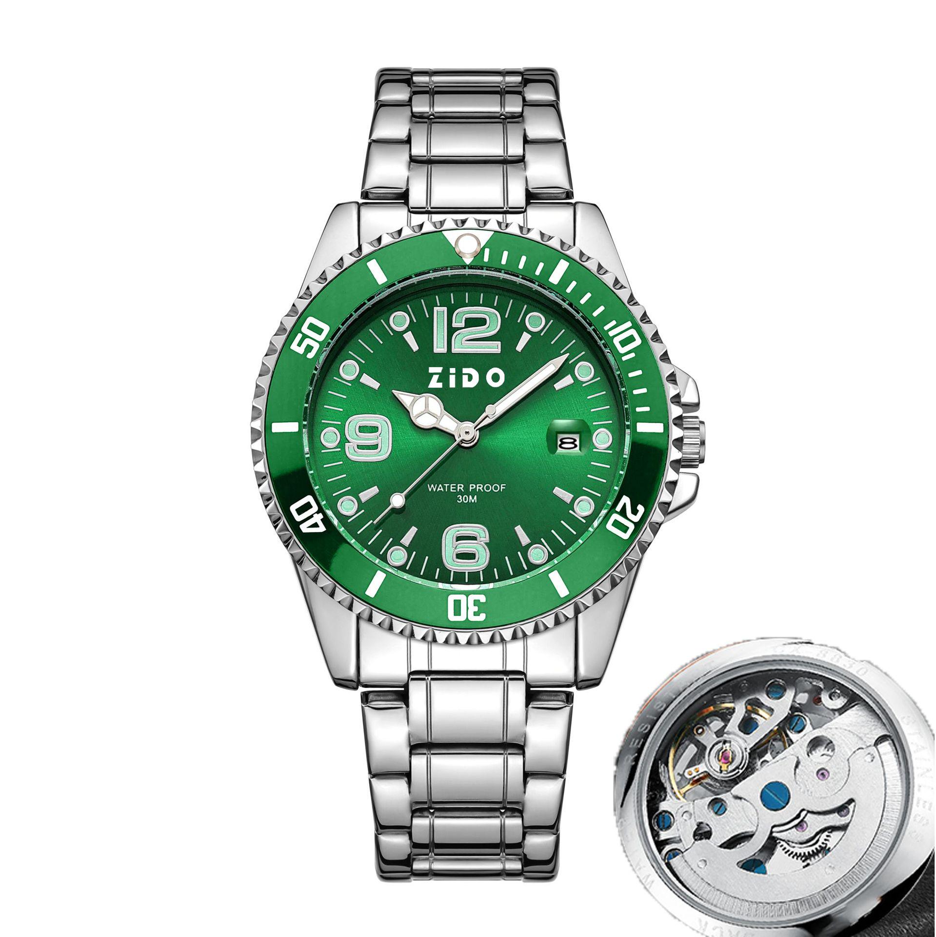 ZIDO Green Water Ghost Men s Quartz Watch, Luminous, Waterproof, Casual Fashion, with Convex Mirror Watch Only