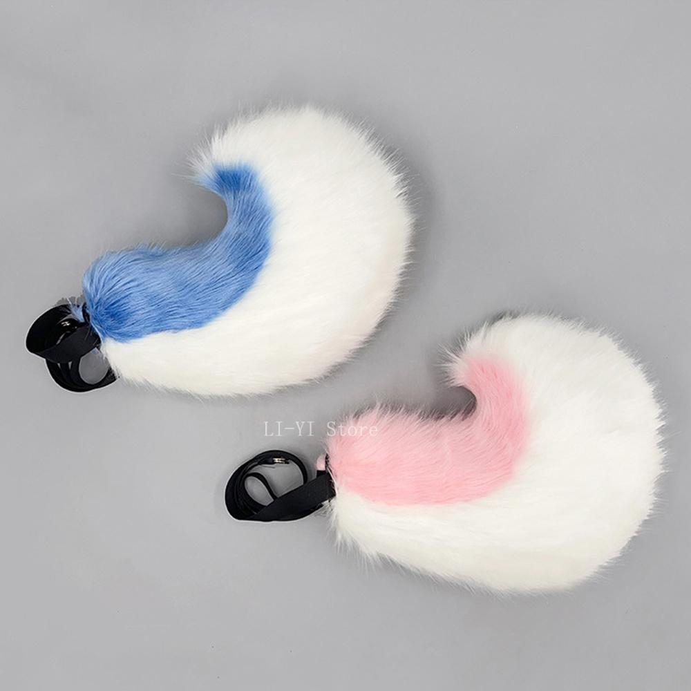 40cm Lockiger Hundeschwanz mit verstellbarem Gürtel, Flauschiger Plüsch-Felliger Schwanz für Cosplay, Tierkostüm-Requisite für Anime-Convention