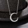 Huitan Aesthetic Moon Necklace for Women Silver Color Fancy Birthday Gift Cubic Zirconia Trendy Neck Accessories Female JewelryGood Product