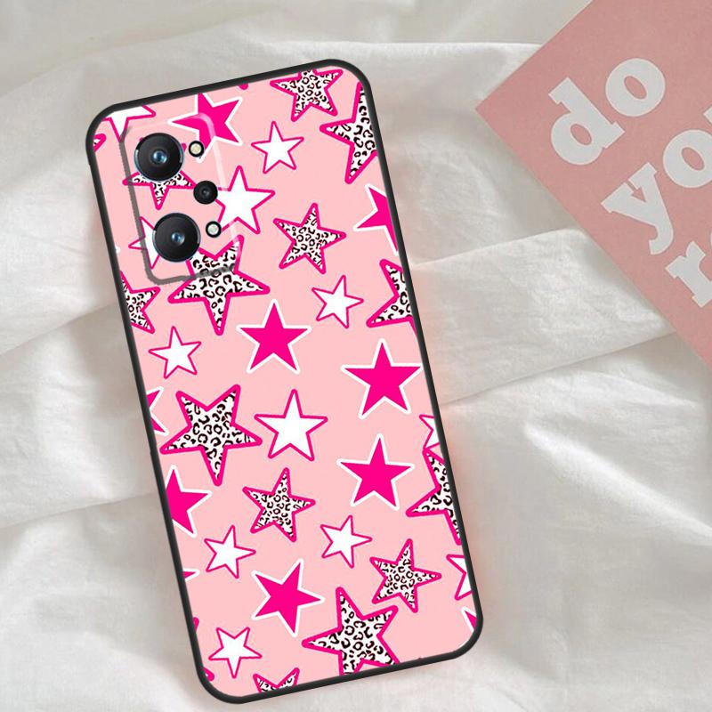 preppy stars lightning pink Case For Realme C75 C63 C61 C65 C67 C55 C51 C53 C35 C71 15 11 12 13 14 Pro Plus GT6 GT7 Pro
