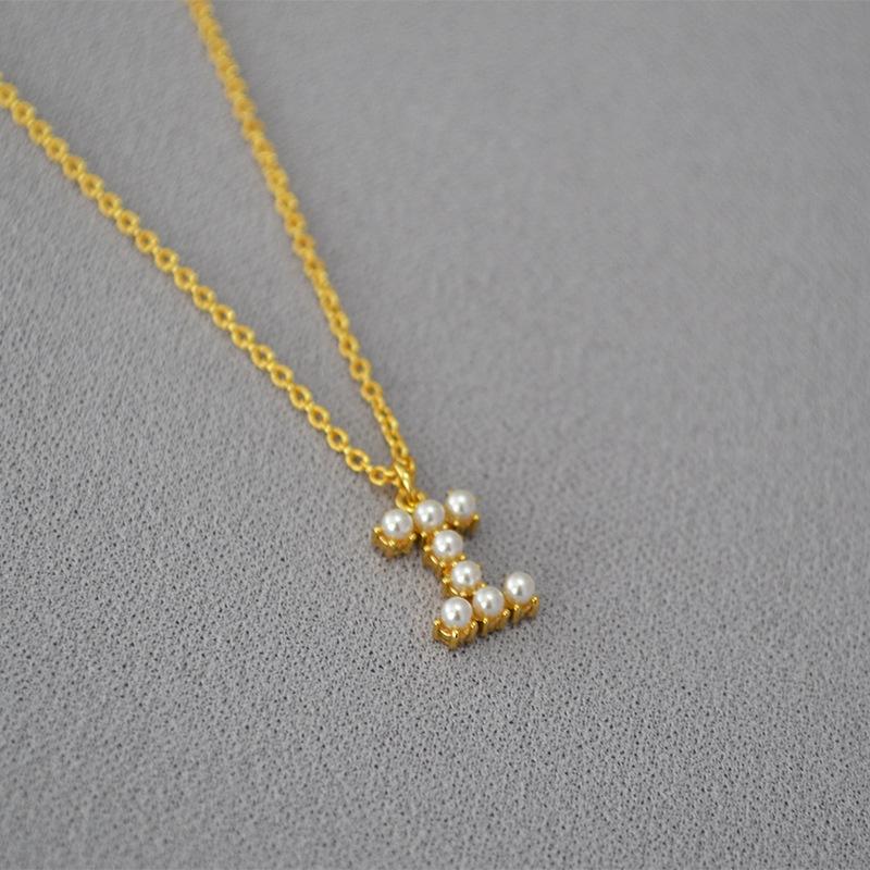 

Корейское ожерелье-подвеска из латуни с золотым покрытием в виде алфавита и искусственным жемчугом