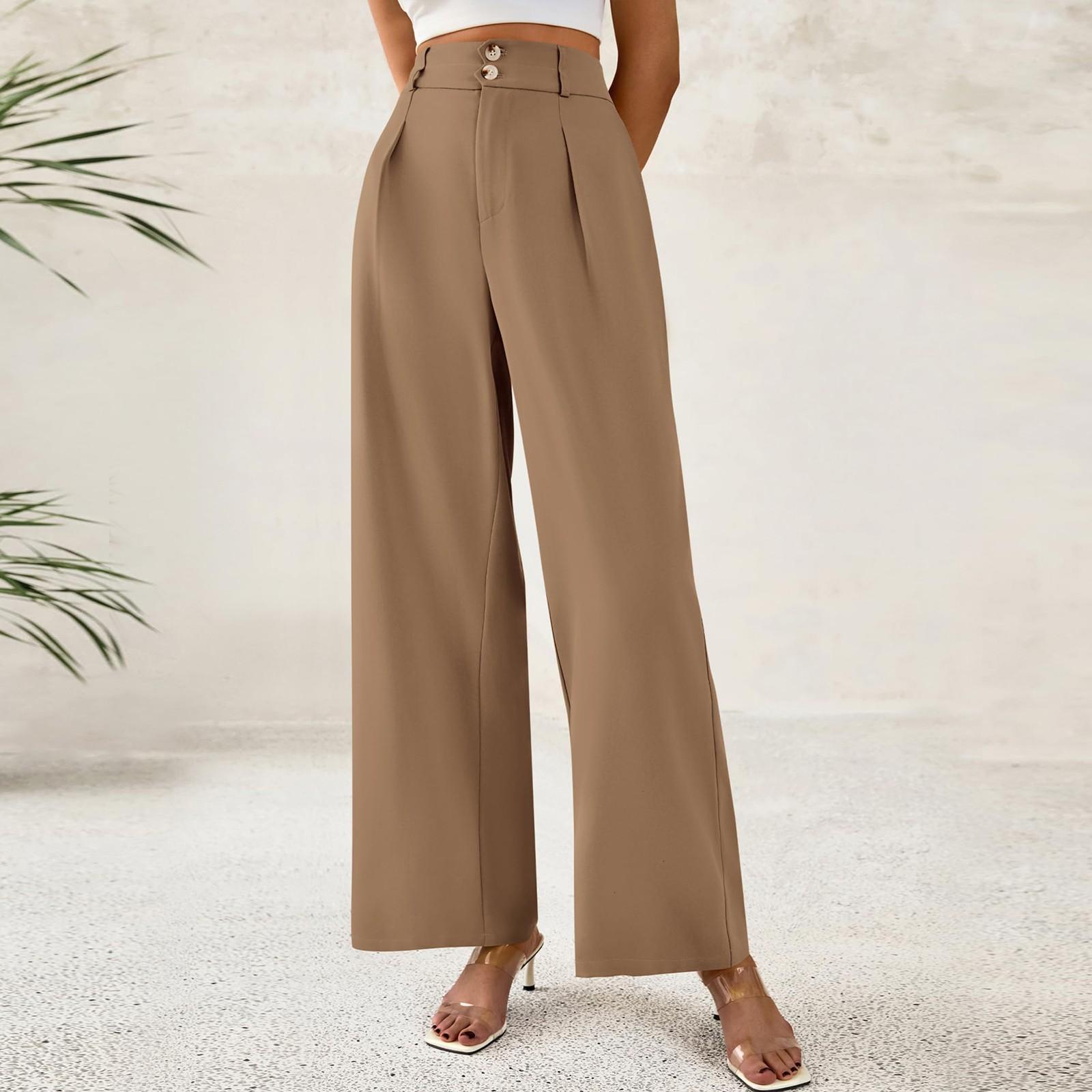 

Жіночі Модні та Універсальні Еластичні Формальні Вільні Широкі Штани L хакі