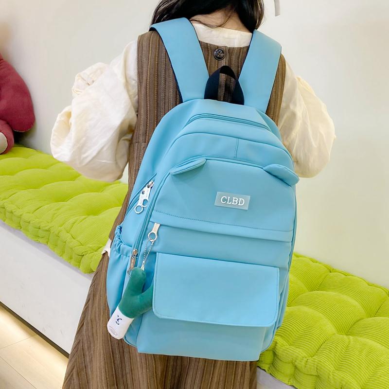 Three-Piece Backpack Set Solid Color Student Schoolbag Women Large Capacity Lightweight Computer Backpack
