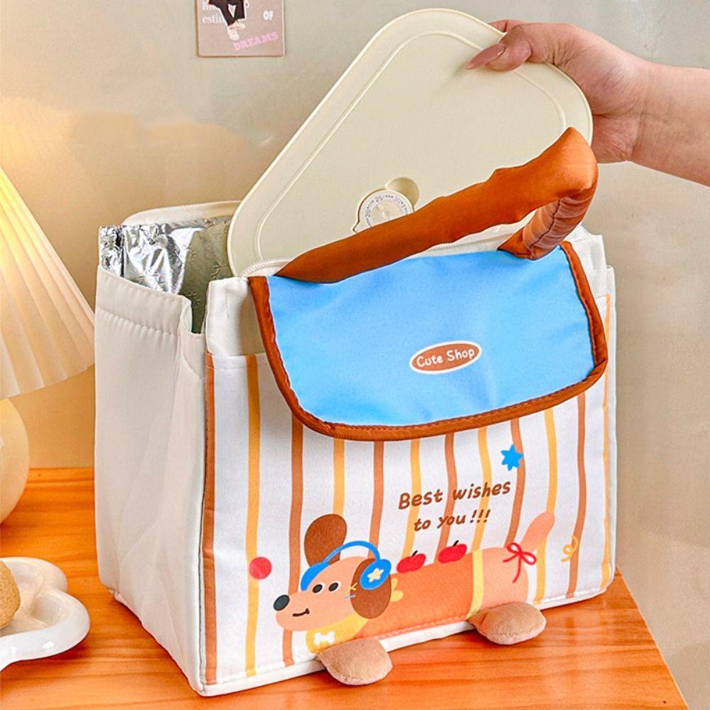 Cute House Lunch Box Bag Portable Food Thermal Handbag Practical Cartoon Lunch Bag  Home/Office