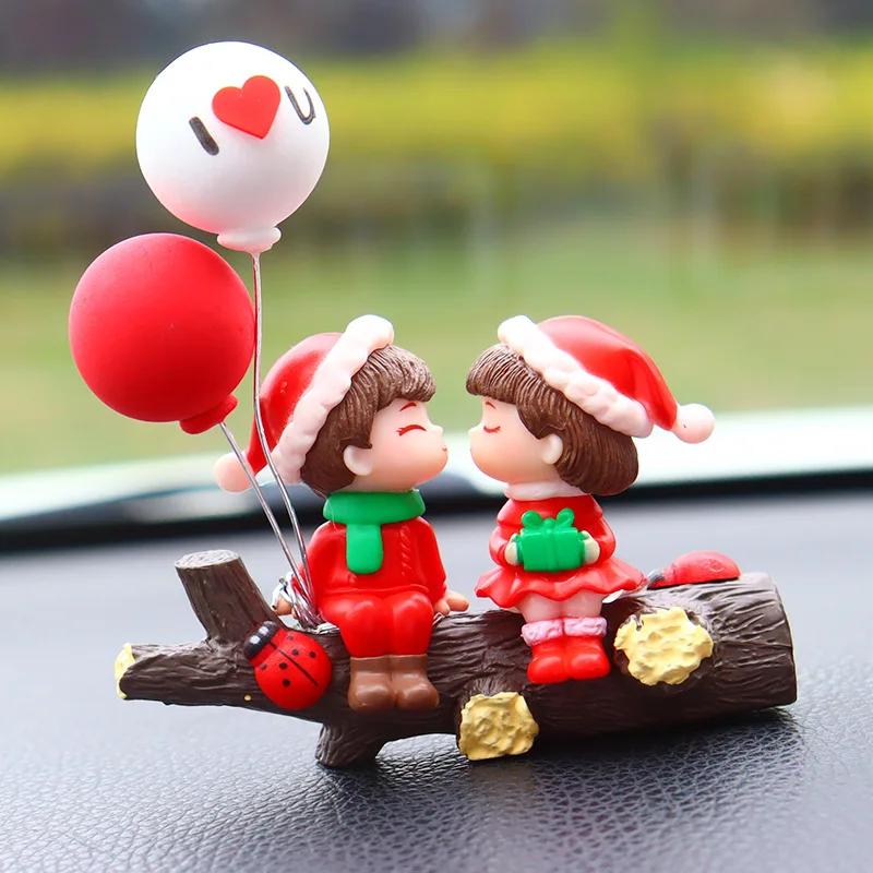 Festive Christmas Gift Car Dashboard Decor Cute Couple Creative Auto Ornament for Him Her Desktop Office Desk Decoration