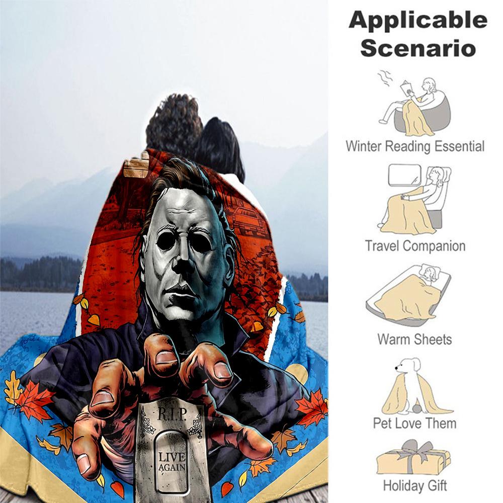 1pc Halloween Horror Outdoor Blanket Lightweight Flannel, All-Season Use for Sofa, Bed, Travel, Camping, Living Room, Office, Couch098
