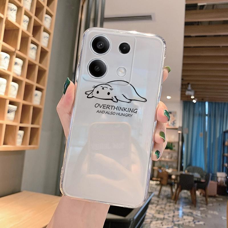 Měkké silikonové průhledné pouzdro s kresleným vzorem pro Xiaomi Redmi Note 13 Pro Poco C65 Samsung A55 A35 M35 S24 iPhone Ochranný kryt proti nárazu
