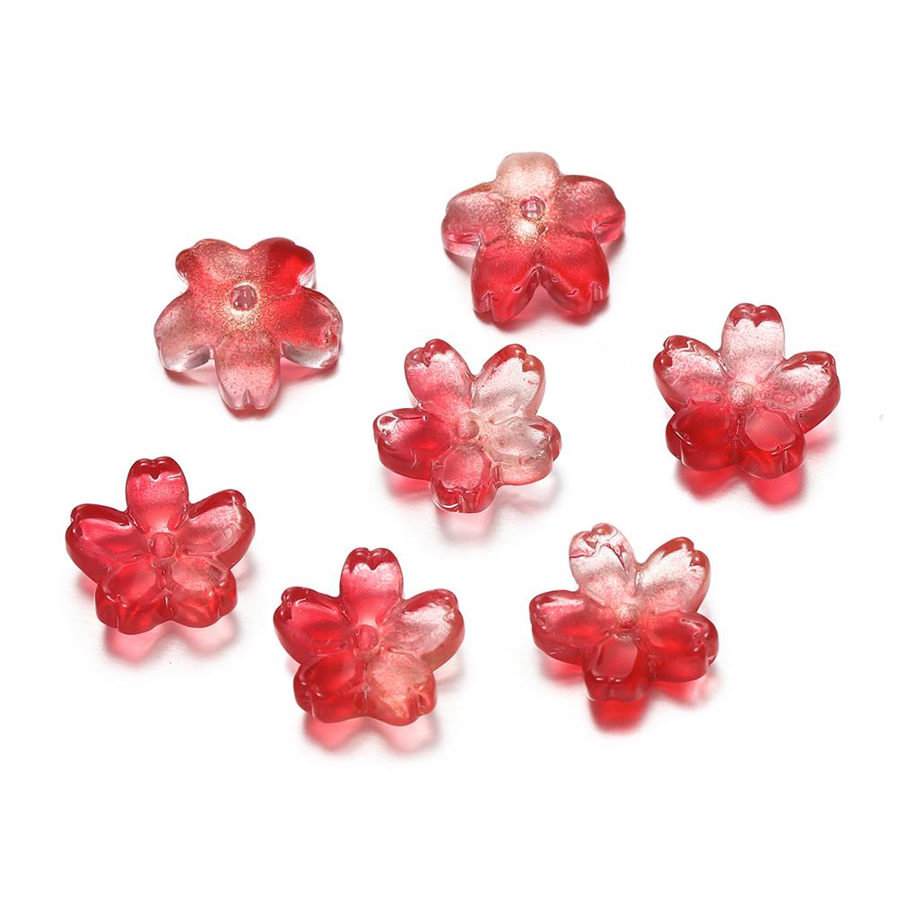 10Pcs/lot Glass Gradient Beads Cherry Blossom Scattered Beads Handcrafted DIY Production Jewelry Craft  Bracelet Accessories