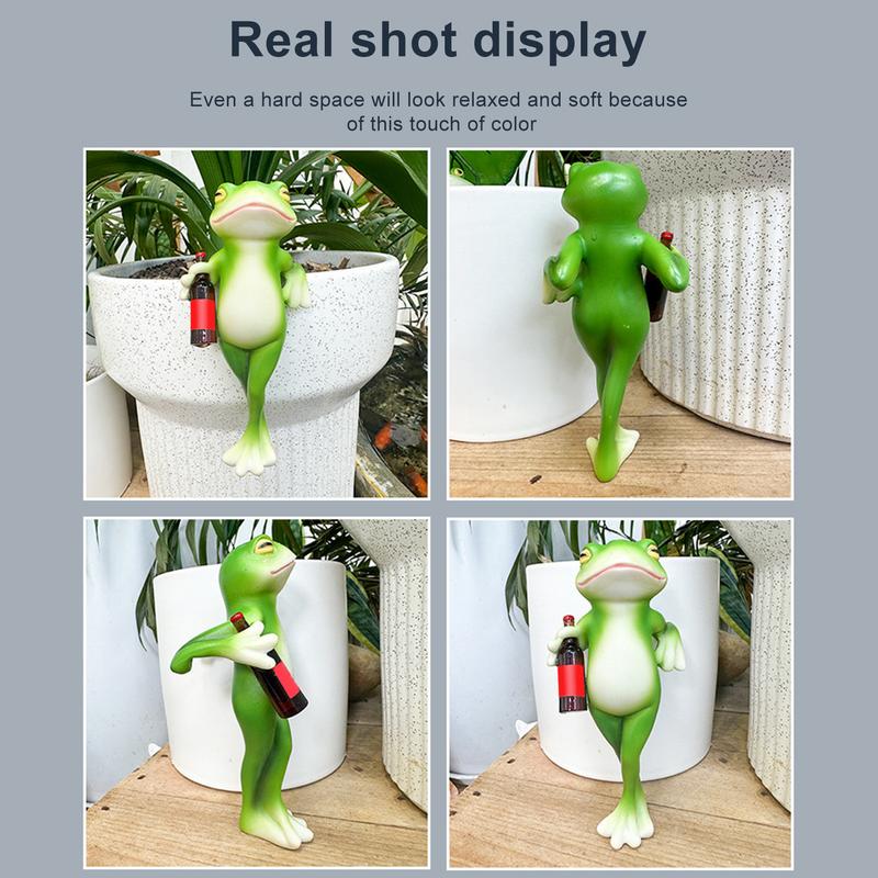 1pc Frog Ornament Resin Decorative Cartoon Animal Hand-Painted Sitting Lying Down Standing Frog Figurines Garden Home Decor