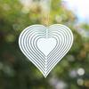 Stainless Steel Heart Wind Spinner Garden Hanging Decor Mirror Reflective 3D Whirling Wind Chimes Parts Pendant Bird Deterrent