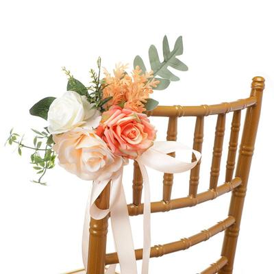 Bröllopsdekoration Ins Fengsen-serien Blommor till stolsryggen Simulering av bröllopsplatsens layout Bukett Utomhusbankett Bröllopsstolsdekoration