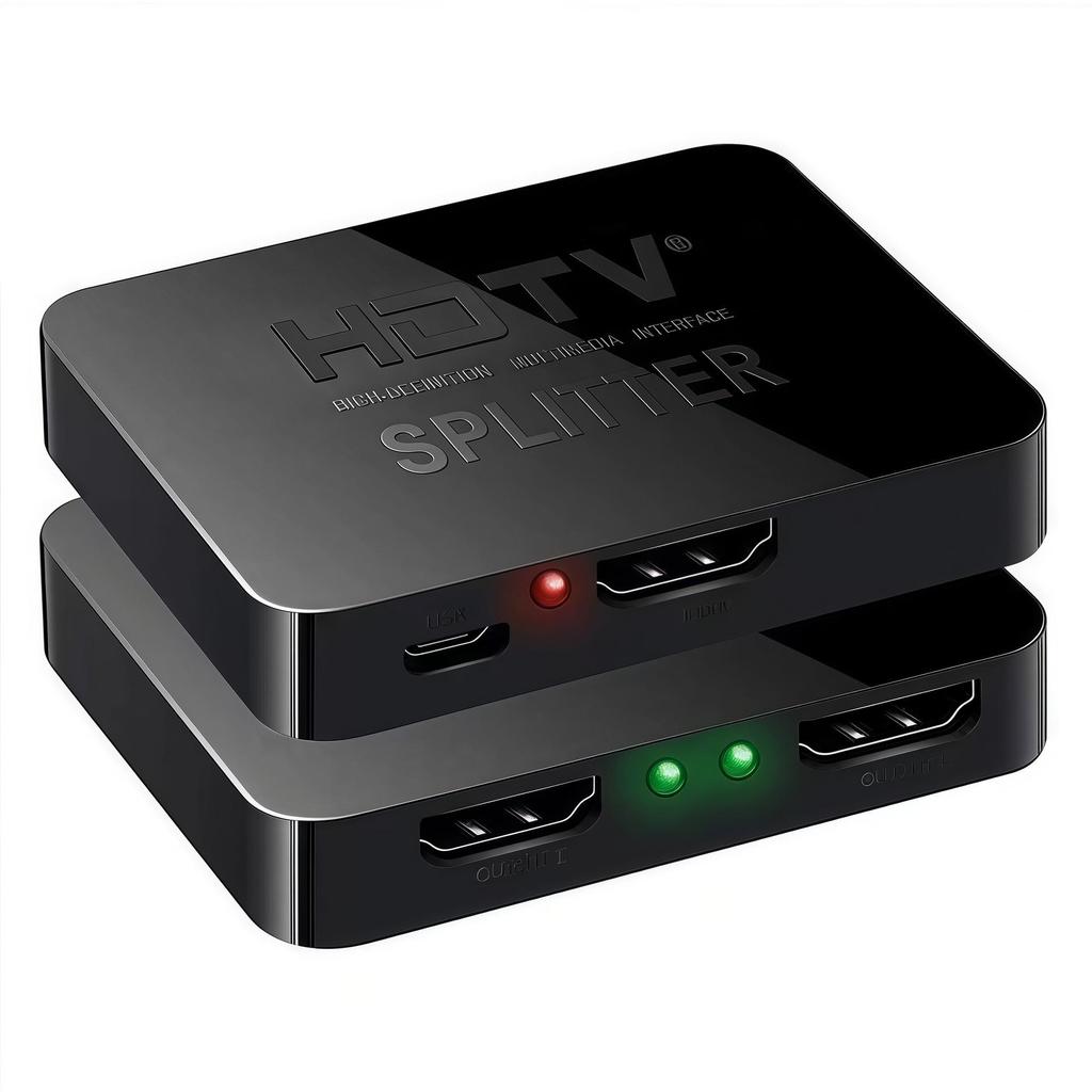 4K HDMI Splitter - 1 Input To 2 Outputs, Mini HDTV Video Mirroring Device