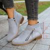 Women's Fall/Winter New Pointed Block Heel Side Zip Large Size Doc Martens