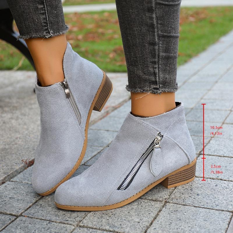Women's Fall/Winter New Pointed Block Heel Side Zip Large Size Doc Martens