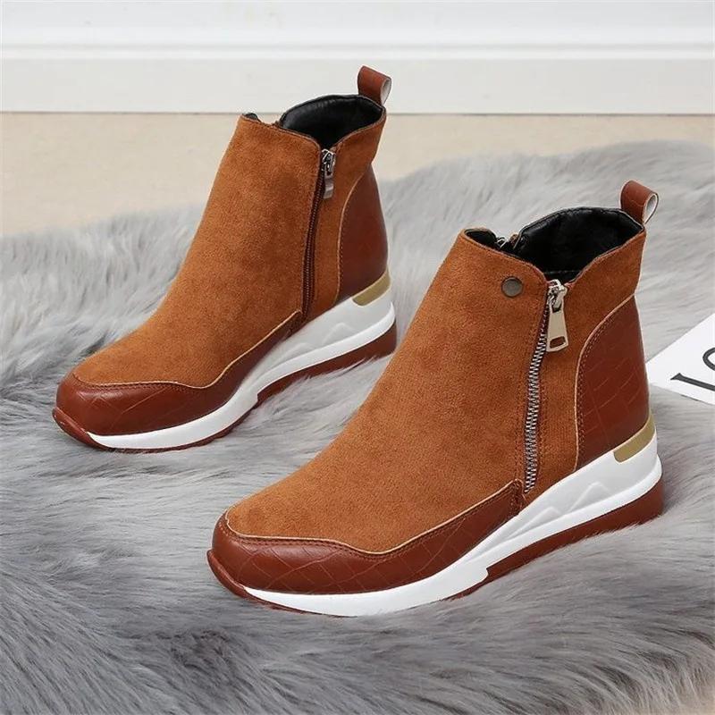 Fashion Winter Ladies Shoes New Arrival  Warm Womens Boots Platform Snow Ankle Boots for Girls Wedge Heels for Women