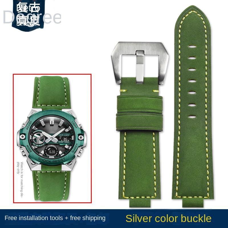 for CASIO G-Shock GST-B400/ GST-B200 Wrist strap leather watch belt cowhide watchband accessories 24*14mm Convex 24*16 Convex