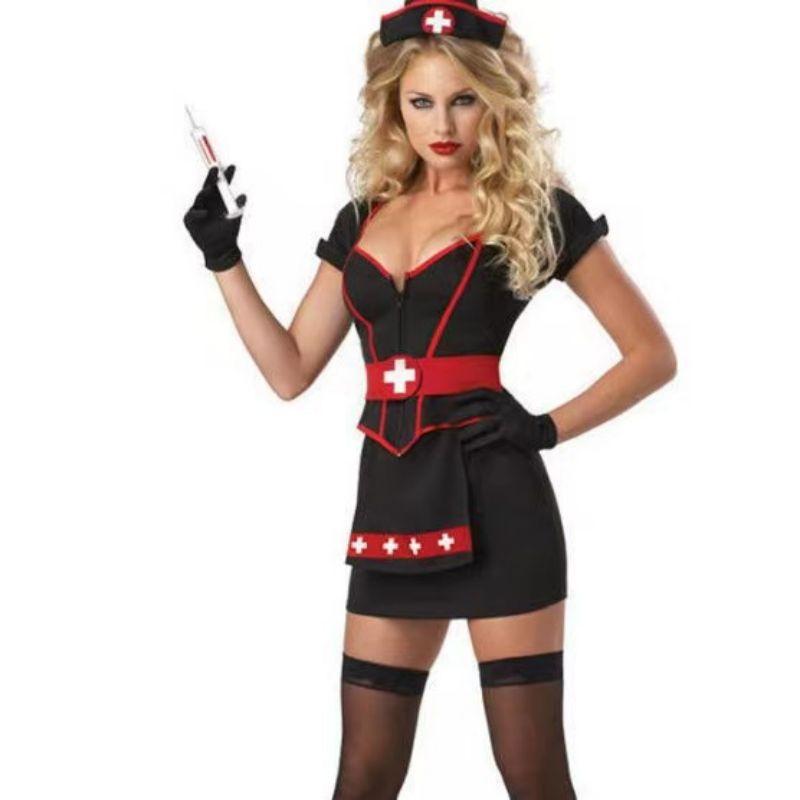 Sexy Lingerie Nurse Uniform Cosplay Porno Costume Hot Women Erotic Lace Slip Dress Underwear Sex Role-Playing Halloween Game Set