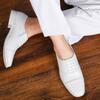 White Three-joint Leather Shoes Men's Groom Best Man Wedding Performance Little White Shoes Three-section Head Black Nurse Little White Shoes