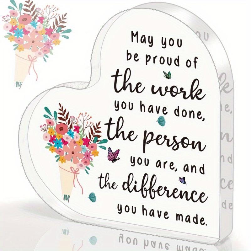 

Heart Acrylic Retirement Gift. Farewell desk sign for colleagues, bosses & friends. чистый