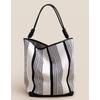 Large capacity single shoulder niche design bucket bag tote bag striped women's contrasting color tote bag underarm commuter bag large bag