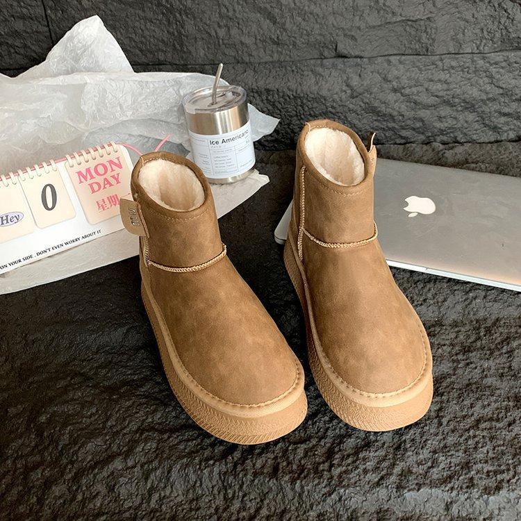 Soft leather version~ Thickened snow boots women's winter 2025 new thick-soled zipper warm casual non-slip cotton boots