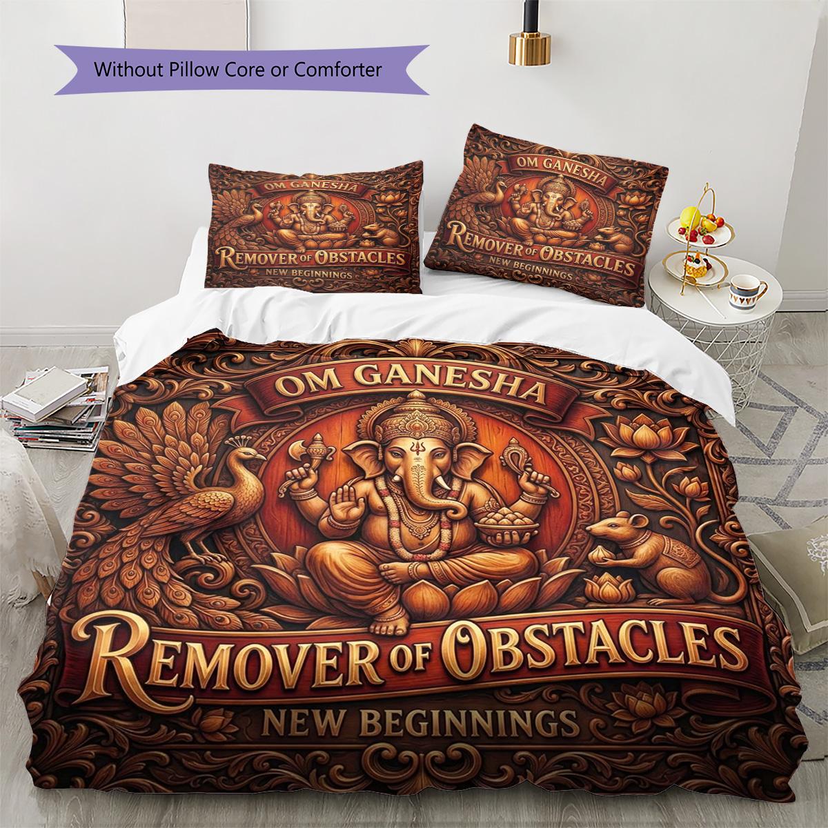 

Ganesha Pattern Bedding Quilt Set Quilt Cover Pillowcase Home Decoration Birthday Gift (1 * duvet cover + 2 * pillowcase, without core) 135x200cm