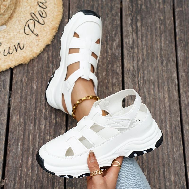 Women's Summer Breathable Hollow Out Dad Sneakers Thick Sole Height Increasing Soft Sole Korean Style Athletic Sandals.