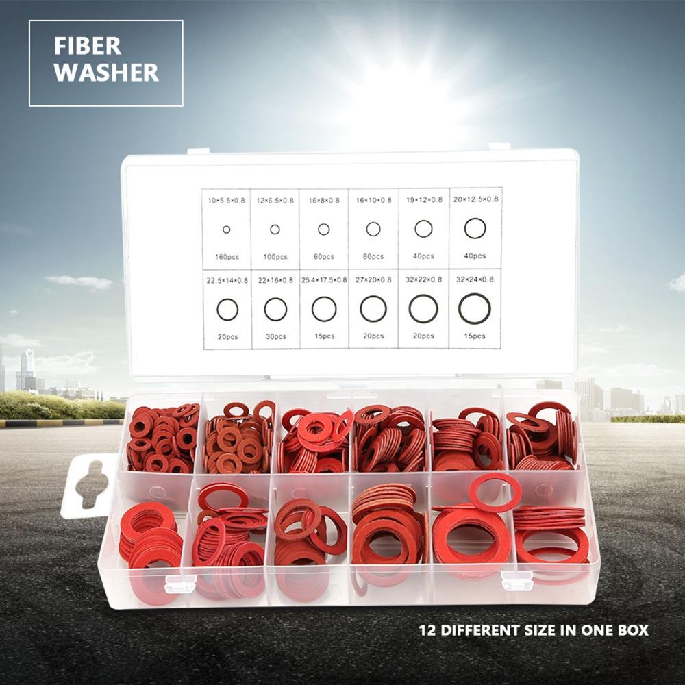 600 PCS 12 Different Sizes Fiber Flat Washers Kit With Plastic Storage Box Vulcanized Fiber Gasket Insulation Washer Assortment