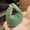 Fur Women'S Small Half Moon Bag Luxury Warm Plush Wrist Bags For Women Fashion Furry Short Handle Clutch Cute Ladies Coin Purses