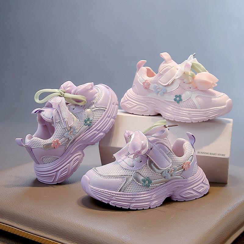 Girl's Casual Shoes New Style Appliques Wear-resistant Soft Rebound Durable Teens Girl Sneakers Student Hicking Shoes Kid I08265