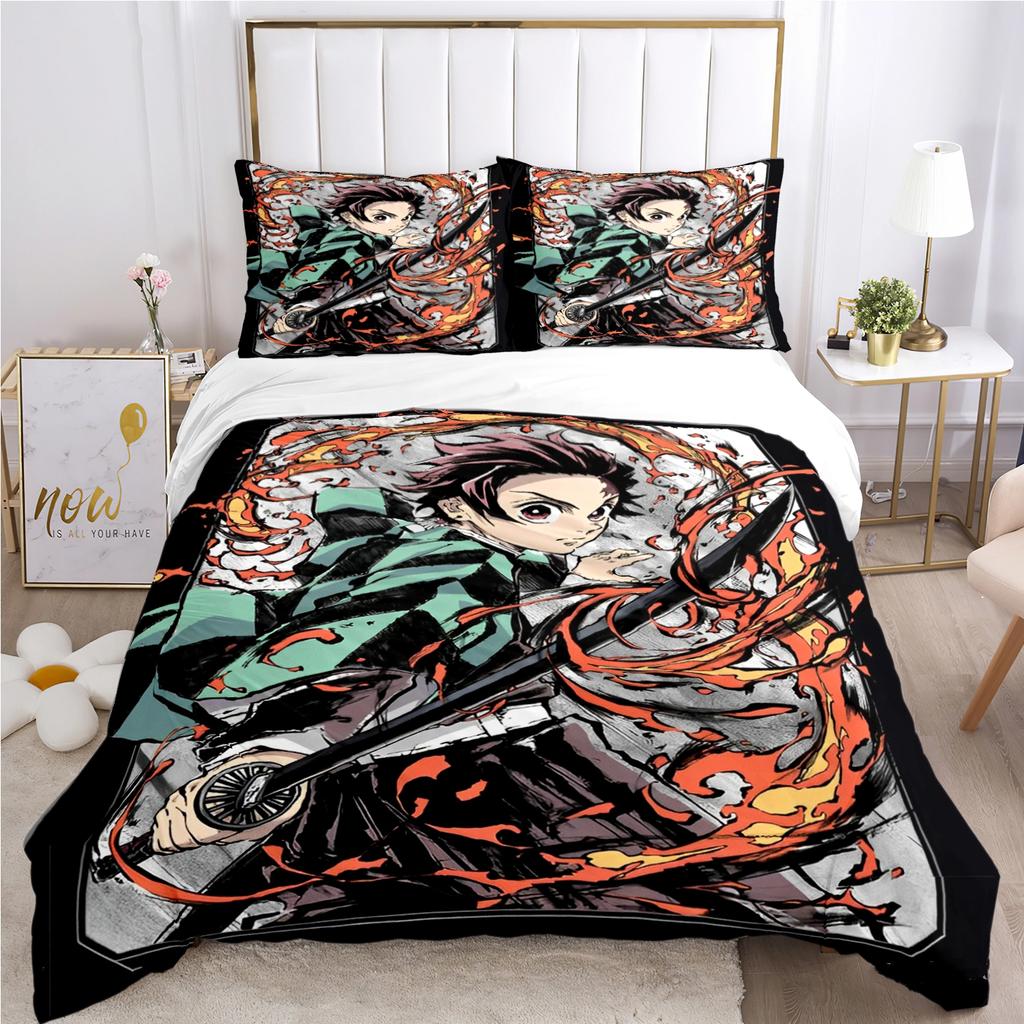 Comforter 3D Printing Demon Slayer Cartoon All Season Comforter Bedding Sets Soft And S Boy Single/Doubl