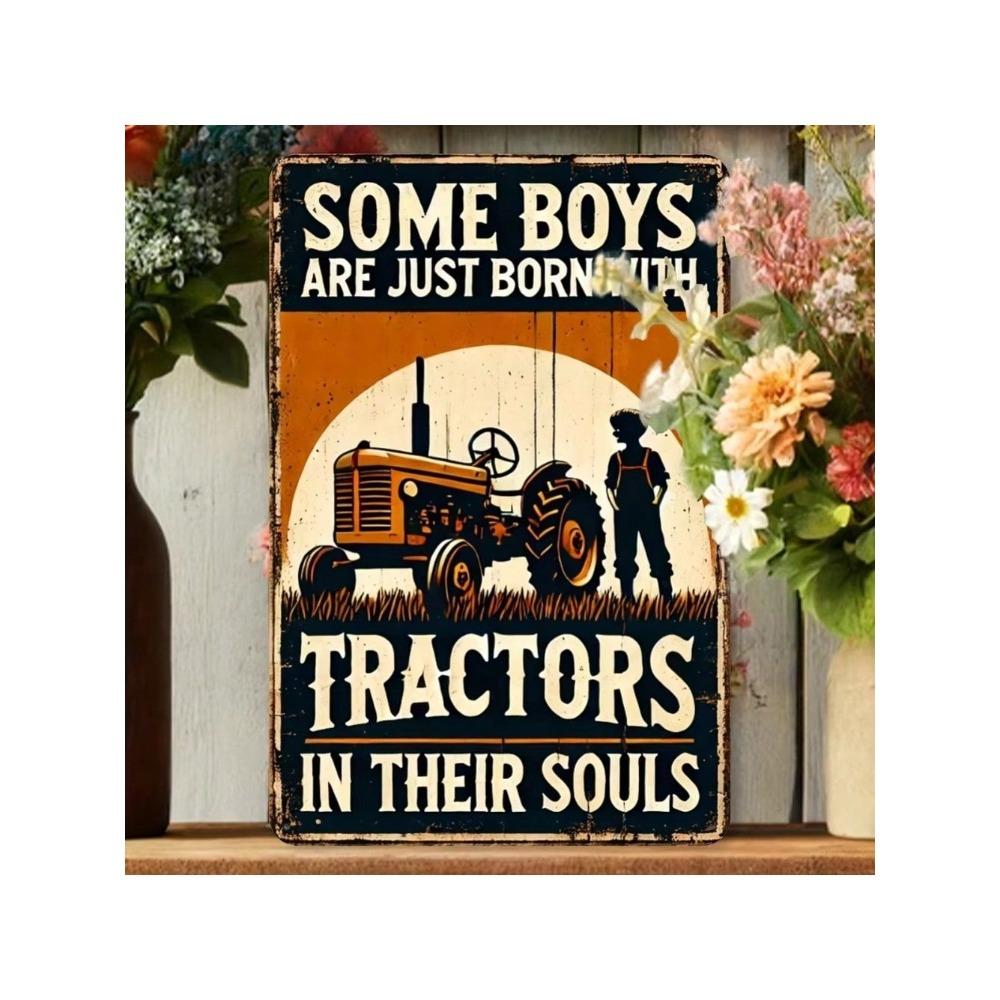 RetroHaven Vintage Metal Tractor Wall Decor Sign - Rustic Farmhouse Art 11.81x7.87inch, Durable Indoor Outdoor Decor