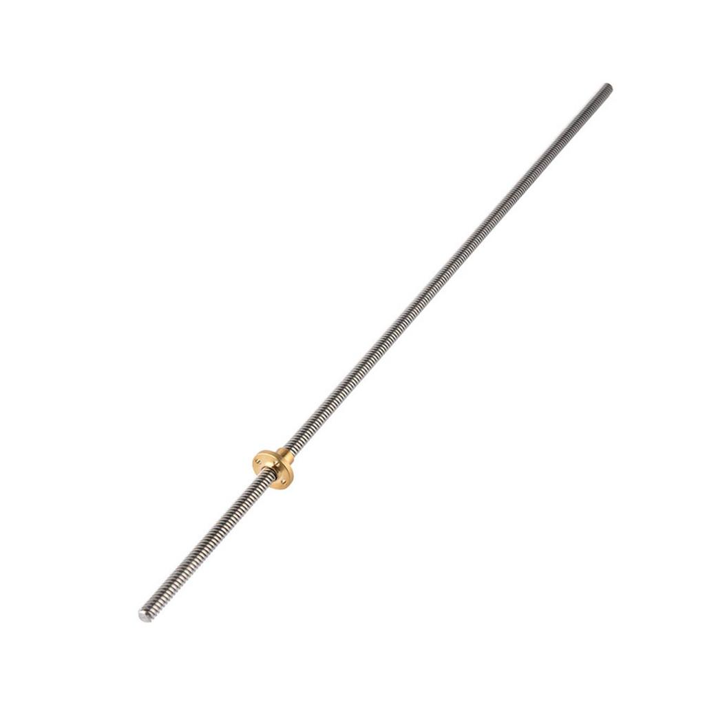 T8 8mm Trapezoidal Stainless Steel Threaded Rod Screw & Brass Nut for 3D Printer