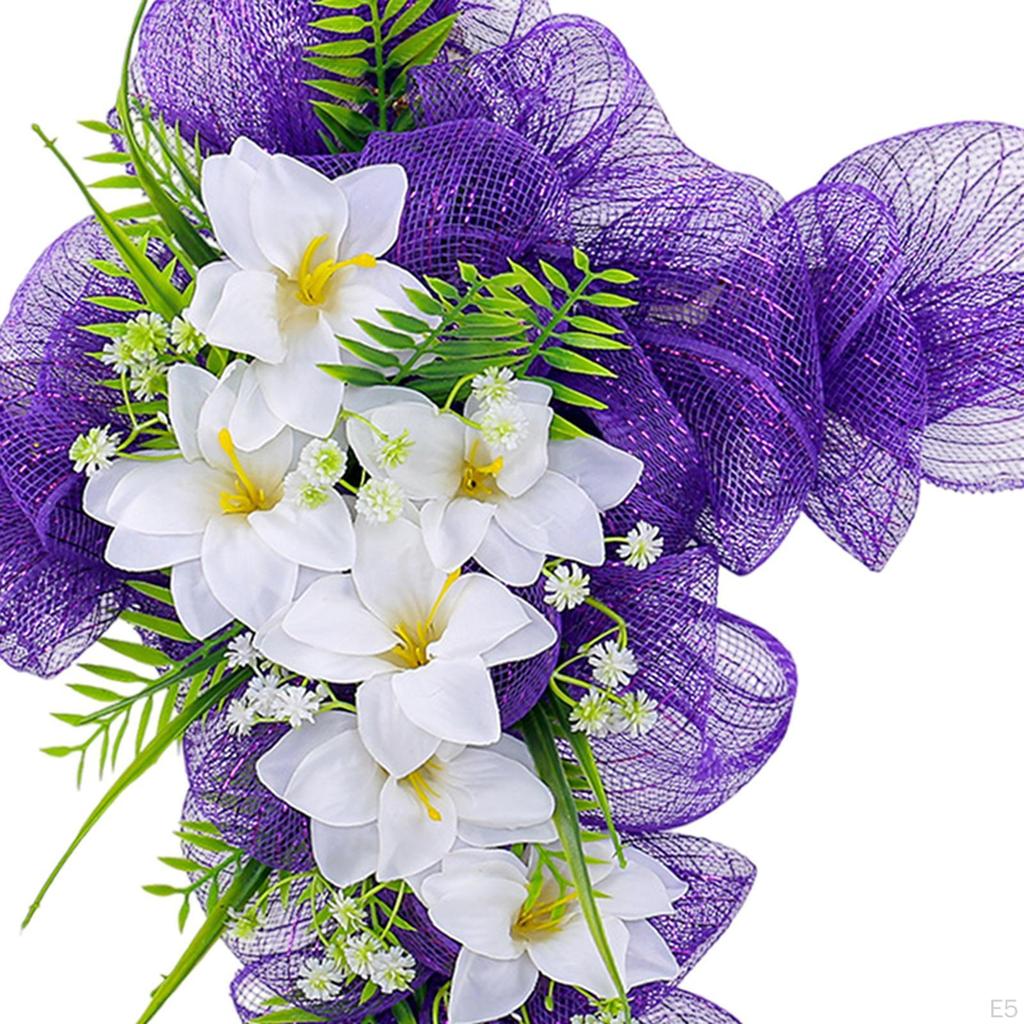 Easter Cross Wreath Artificial Flower Gift Garland Hanger Spring Tulip Door for