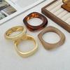 Ingemark 4 Styles Vintage Brown Thick Resin Acrylic Wide Bangles Women Hip Hop Metal Spring Bracelets Grunge Jewelry Steampunk
