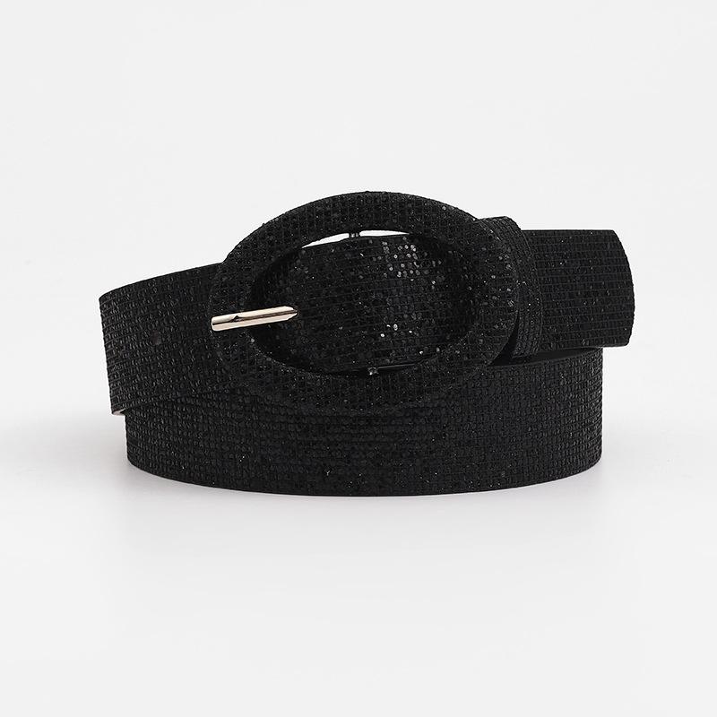 

Женский пояс Ceinture Femmel с блестками, золотой модный повседневный женский ремень высокого качества для женщин, серебряный пояс из искусственной кожи AL103 110cm чёрный