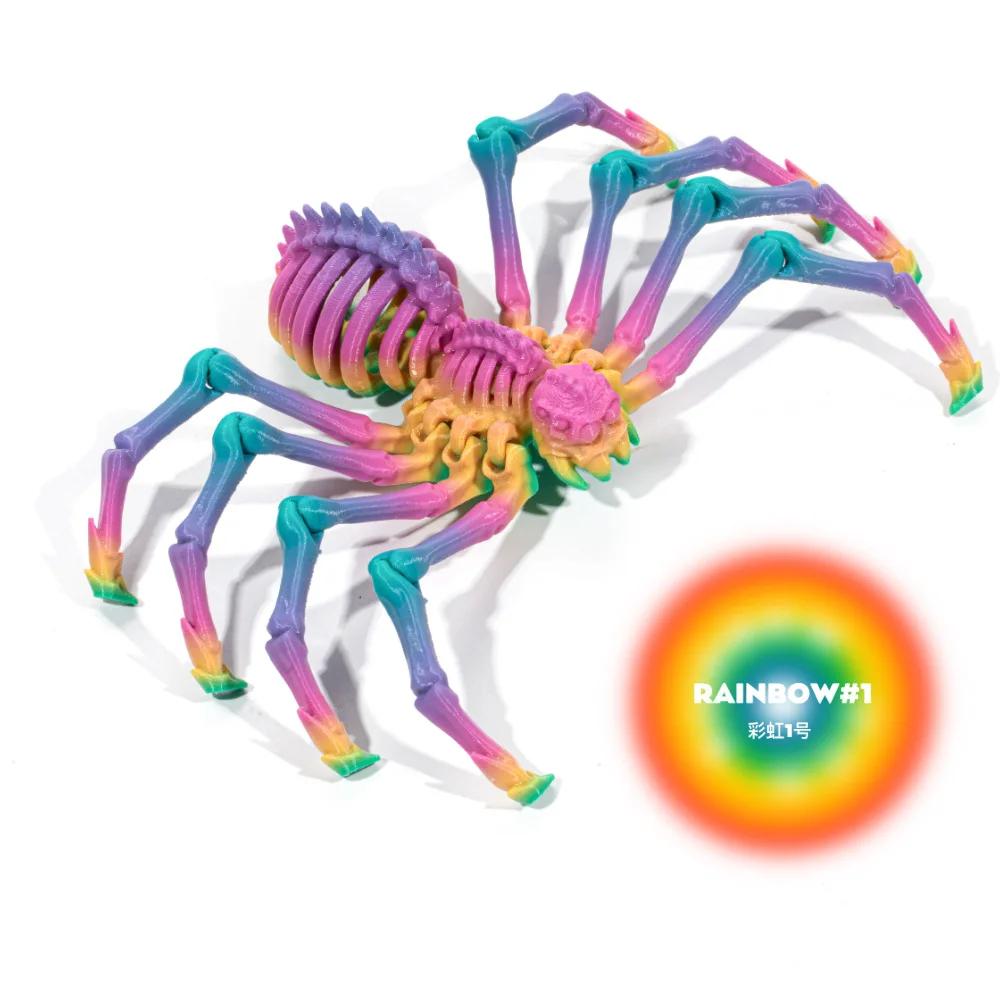 3D Printing Spider Animals Toy Realistic Colorful Spider Figurine Articulated Fidget Toy for Spider Lovers Halloween Home Decor