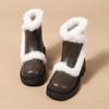 Winter Round Toe Chunky Snow Boots for Women Leather Plush Footwear Trend 2025 Padded Booties Goth Furry New In Woman Shoes Sale